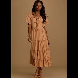Lulus Tie Front Tiered Maxi Dress